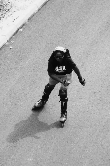 Dodoo skating, photographed from above