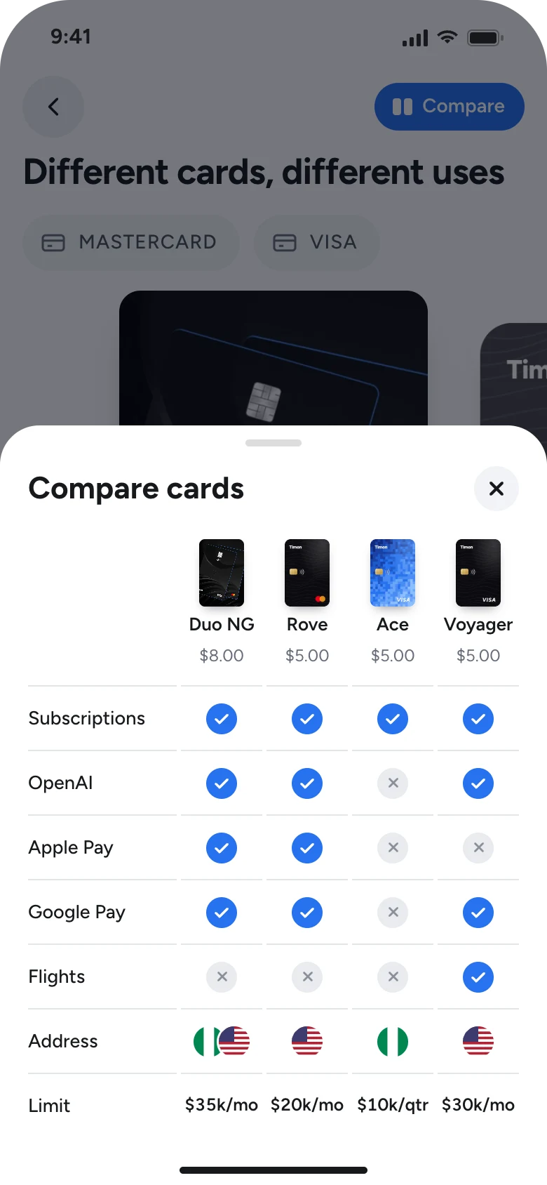 Proposed: Comparing cards
